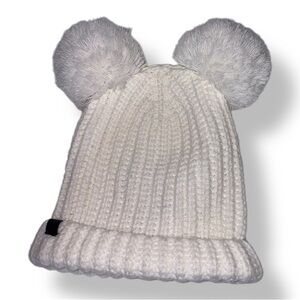 Karl Lagerfeld Women's Double Pom Pom Chunky-Knit Beanie